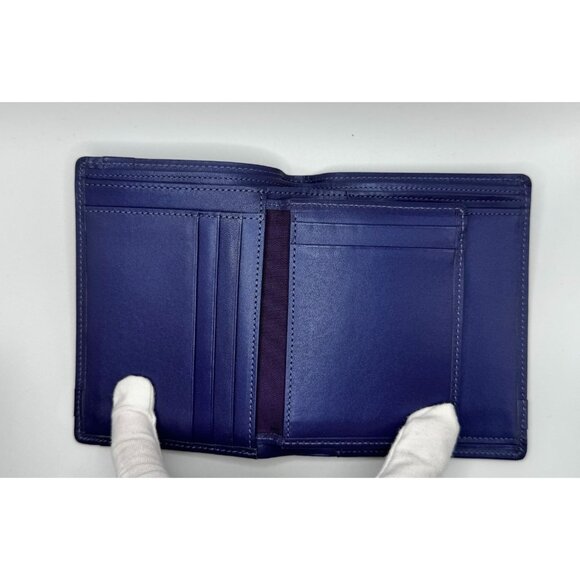 Burberry Bifold Wallet In Navy Blue Leather With Inner Logo Print - Picture 7 of 15